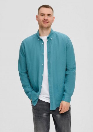 s.Oliver Leinenhemd mit Button-Down-Kragen - petrol
