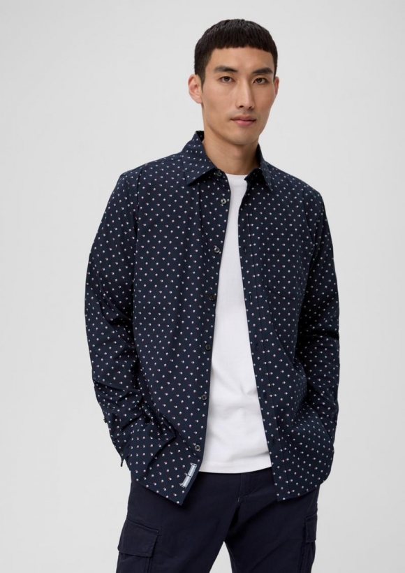 s.Oliver Slim: Hemd aus Baumwollstretch - navy