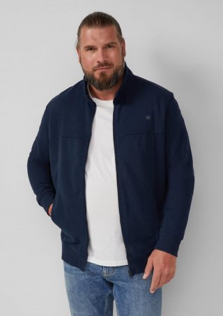 s.Oliver Sweatjacke mit Stehkragen und Label-Print - navy