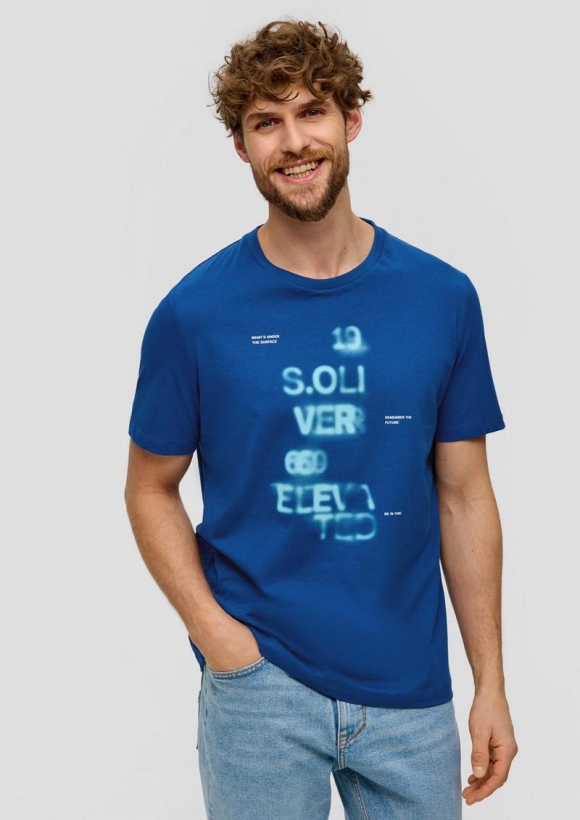 s.Oliver T-Shirt mit Artwork - ozeanblau