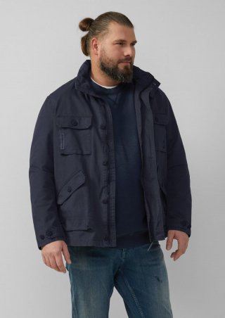 s.Oliver Jacke im Utility-Stil mit Kapuze im Kragen - schiefergrau