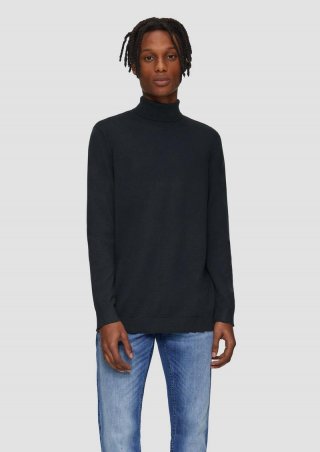 s.Oliver Slim-Fit-Pullover mit Rollkragen - navy
