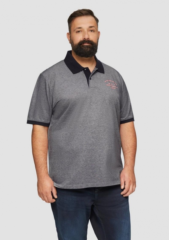 s.Oliver Poloshirt aus Baumwollpiqué mit Kontrast-Details - navy