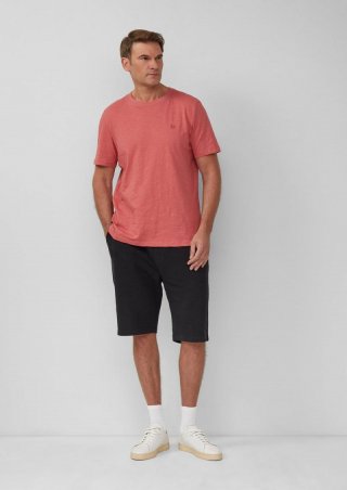 s.Oliver Detroit: Sweat-Bermuda mit Flammgarnstruktur im Relaxed Fit - schwarz