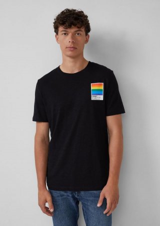 s.Oliver T-Shirt mit Pride-Motiv - schwarz
