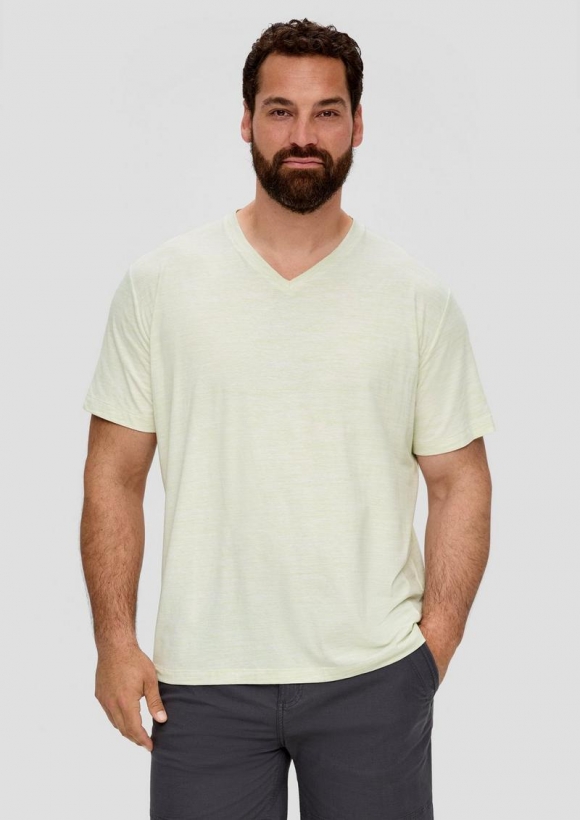 s.Oliver Meliertes T-Shirt mit V-Ausschnitt - hellgrün