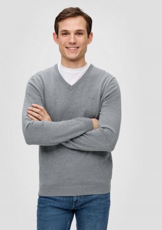s.Oliver Strickpullover mit Logo-Stickerei - grau