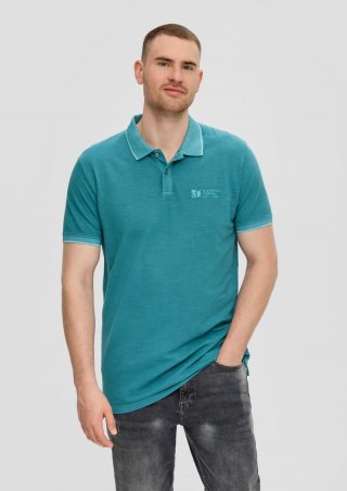 s.Oliver Poloshirt mit Piquêstruktur und Logo-Print - petrol