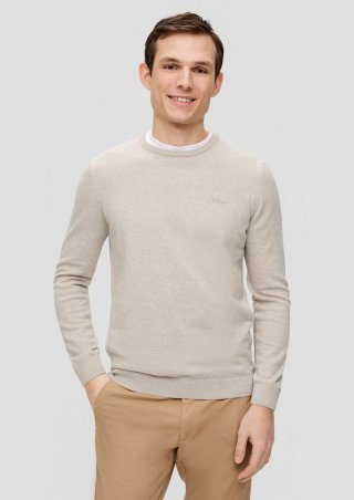 s.Oliver Strickpullover mit Logo-Stickerei - helles beige