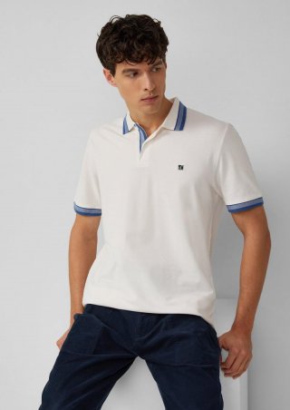 s.Oliver Poloshirt aus Baumwollpiqué mit Kontrast-Details - weiß