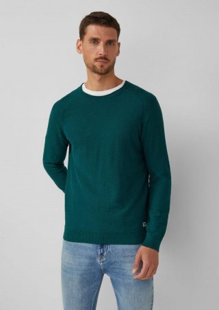 s.Oliver Strukturierter Pullover aus Baumwolle - olivgrün