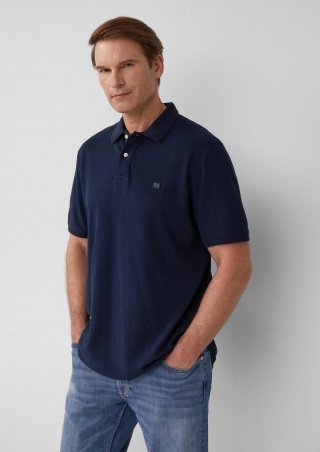 s.Oliver Poloshirt mit kleinem Labelpatch - tiefblau