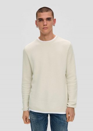 s.Oliver Strickpullover aus reiner Baumwolle - wollweiß