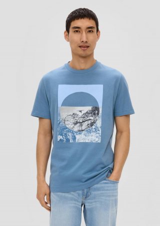 s.Oliver T-Shirt mit Frontprint - hellblau