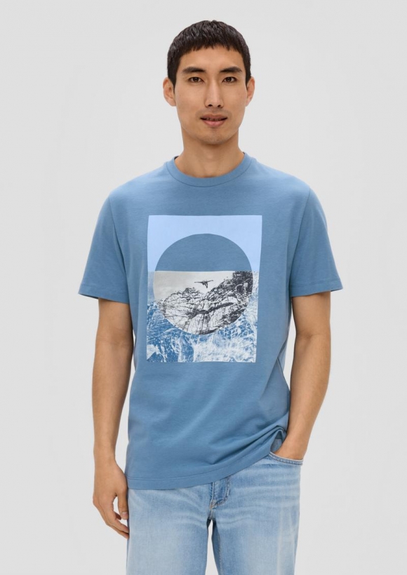 s.Oliver T-Shirt mit Frontprint - hellblau