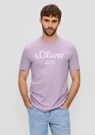 s.Oliver T-Shirt aus Baumwolle mit Label-Print - flieder