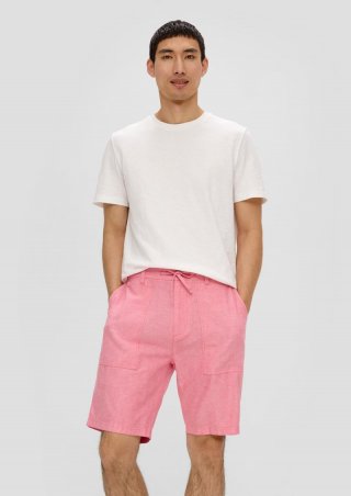 s.Oliver Chino-Shorts aus Leinenmix mit elastischem Bund - himbeere