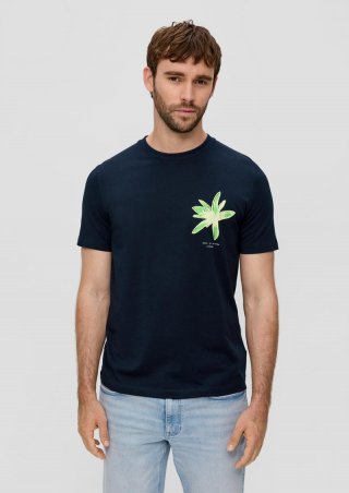 s.Oliver T-Shirt mit Crew Neck und Frontprint - navy