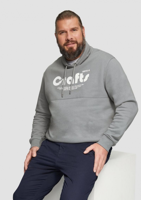s.Oliver Sweatshirt mit Frontprint und Snood-Kragen - schiefergrau