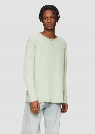 s.Oliver Gewaschenes Longsleeve mit Rollkante - salbeigrün