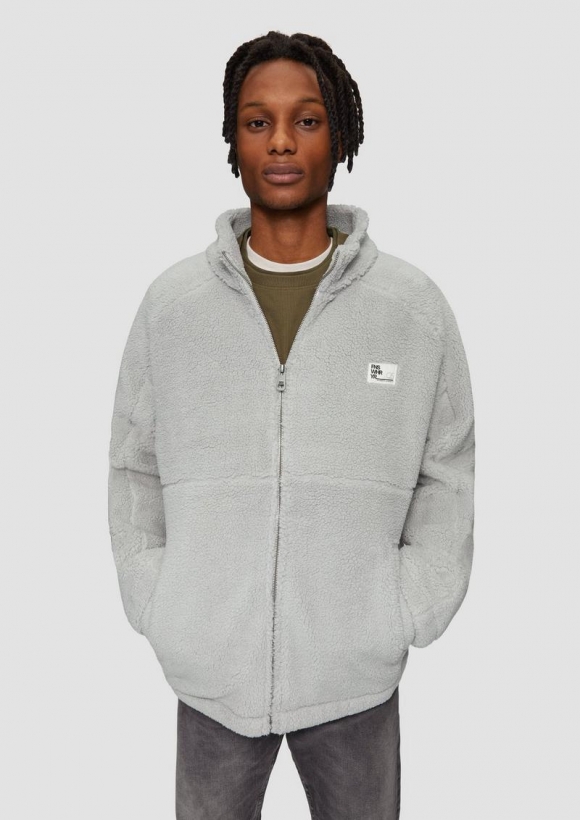 s.Oliver Fleecejacke aus Teddy-Plüsch - hellgrau