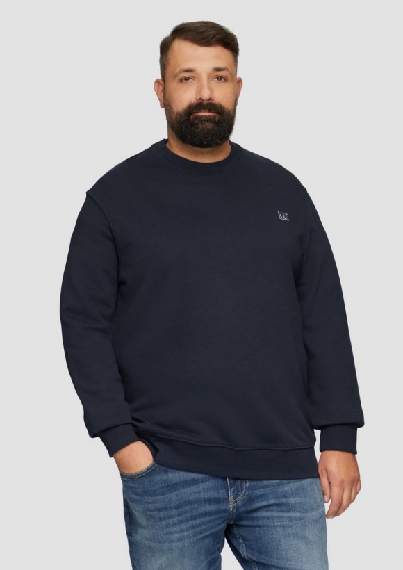 s.Oliver Sweatshirt aus Baumwollmix mit Logo-Detail - navy