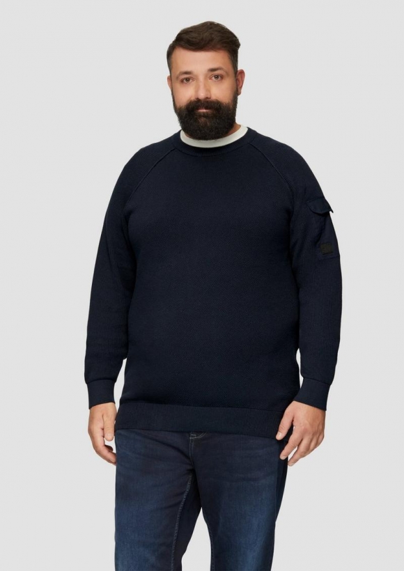 s.Oliver Strickpullover mit Raglanärmeln und Strukturmix - navy