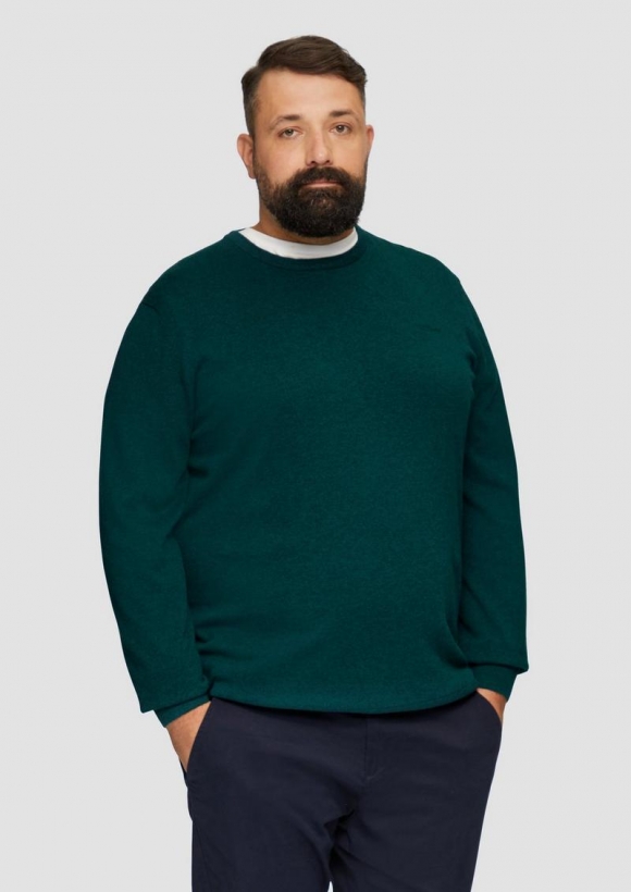 s.Oliver Strickpullover mit Logo-Stickerei - petrol