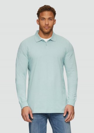 s.Oliver Poloshirt aus Piqué mit Logo-Stickerei - salbeigrün