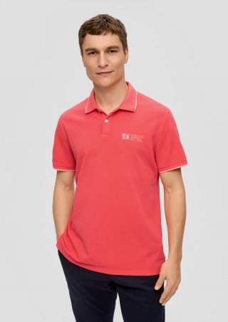s.Oliver Poloshirt mit Piquêstruktur und Logo-Print - koralle