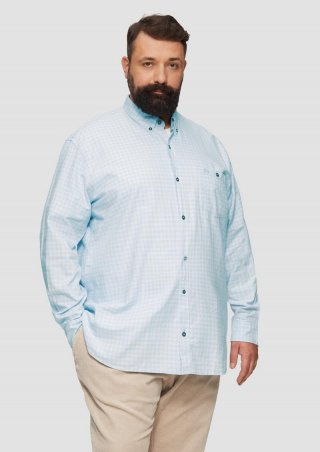 s.Oliver Regular Fit: Kariertes Hemd mit Button-Down-Kragen - hellblau