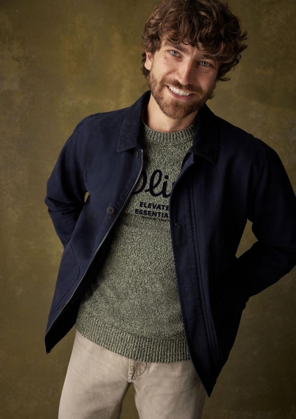 s.Oliver Canvas-Jacke mit Cordkragen - navy