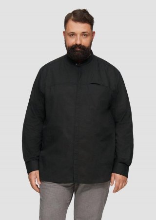 s.Oliver Regular Fit: Leichtes Baumwollhemd mit Struktur - schwarz