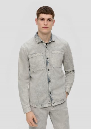 s.Oliver Denim-Hemd mit Brusttaschen - hellgrau