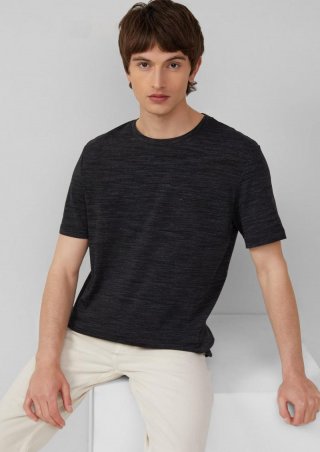 s.Oliver Meliertes T-Shirt aus Baumwollmix - schwarz