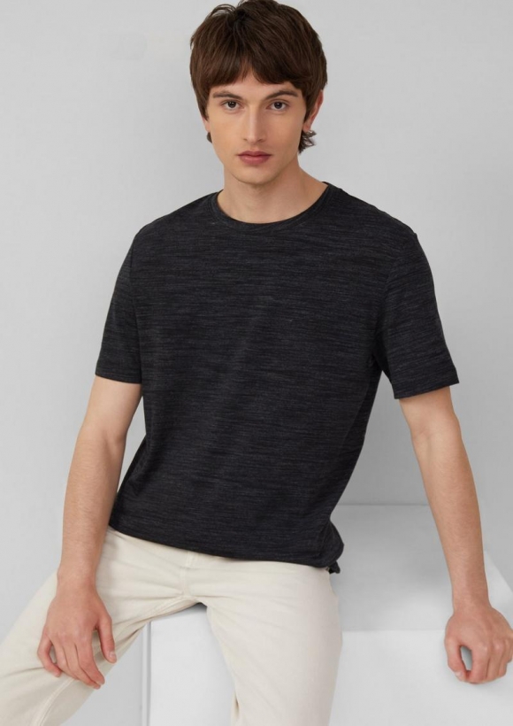 s.Oliver Meliertes T-Shirt aus Baumwollmix - schwarz