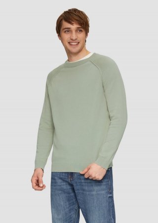 s.Oliver Baumwollpullover im Used-Look - salbeigrün