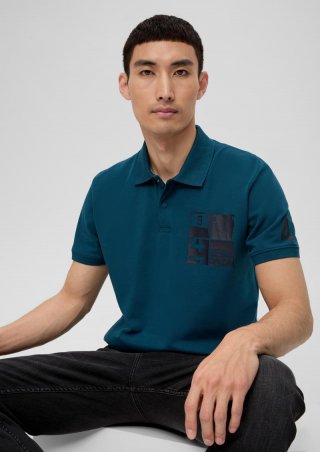 s.Oliver Poloshirt aus Baumwollstretch - dunkles türkis