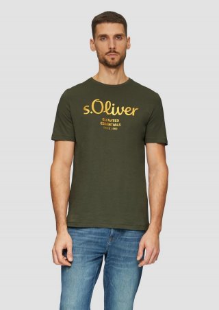 s.Oliver T-Shirt mit Logo-Print - olivgrün