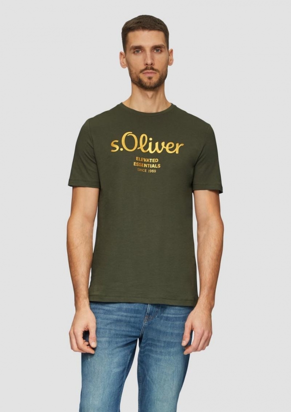 s.Oliver T-Shirt mit Logo-Print - olivgrün