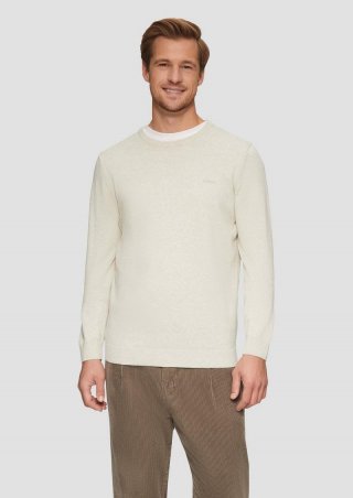 s.Oliver Strickpullover mit Logo-Stickerei - beige
