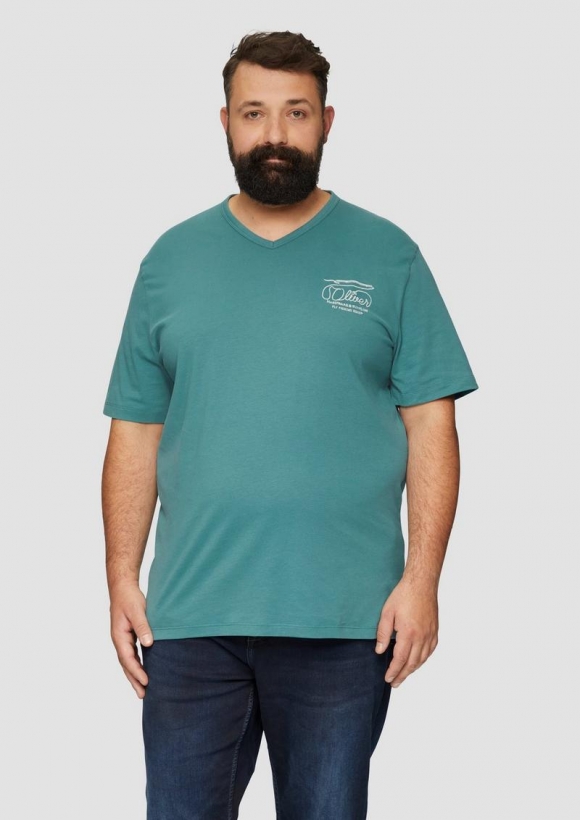 s.Oliver T-Shirt mit Logo-Stickerei - petrol