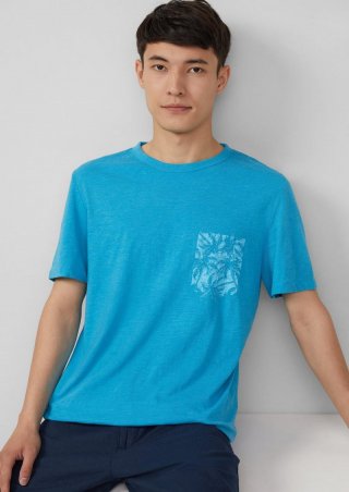 s.Oliver Meliertes T-Shirt aus Baumwollmix mit Artwork - türkis
