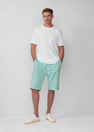 s.Oliver Detroit: Sweat-Bermuda mit Flammgarnstruktur im Relaxed Fit - minze