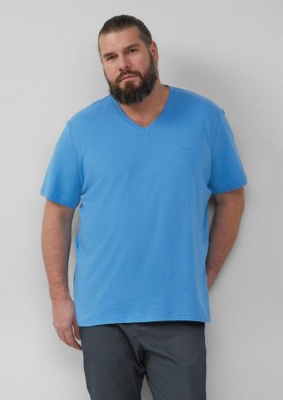 s.Oliver Baumwollshirt mit Logo-Stickerei - royalblau