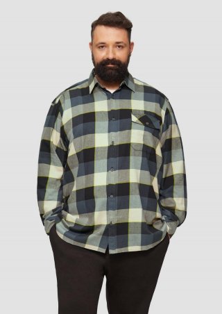 s.Oliver Regular Fit: Kariertes Flanellhemd mit Brusttasche - schiefergrau