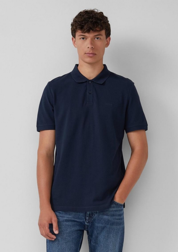 s.Oliver Poloshirt aus Piqué mit Logo im Doppelpack - navy