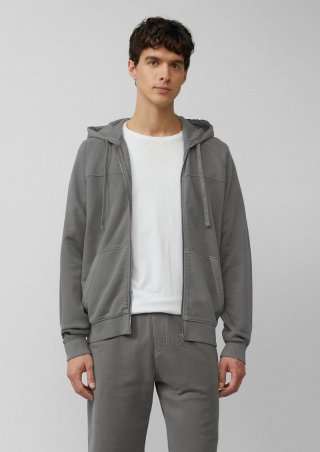 s.Oliver Sweatjacke mit Garment Dye und Kapuze im Fabricmix - grau meliert
