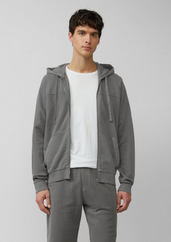 s.Oliver Sweatjacke mit Garment Dye und Kapuze im Fabricmix - grau meliert