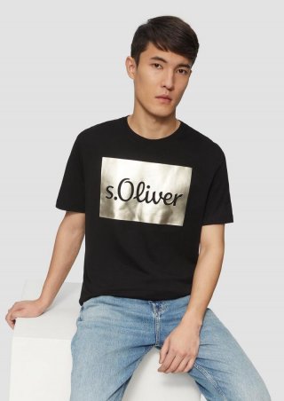 s.Oliver T-Shirt mit Gold- oder Silber-Print - schwarz